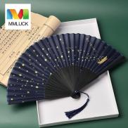 MMLUCK Star Pattern Bamboo Fan Vintage Chinese Fan Home Decoration Folding