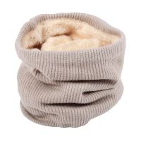 Unisex Winter hiking cycling Scarf with Faux Fur knit Neck Warmer Chunky Soft Thick Circle Loop Scarves for Woman Man