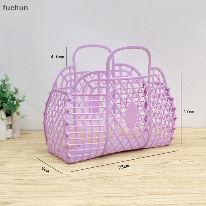 fuchun-ตะกร้าผ้าห้องน้ำพลาสติกแบบพกพาตาข่ายพับได้ตะกร้าผ้าในห้องน้ำ