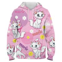 Sudaderas con capucha de Los Aristogatos Marie Cat para hombres y mujeres, sudaderas con capucha casuales con estampado 3D de Disney, jerséis de manga larga Harajuku para niños y niñas