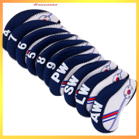 Hassanne [YOWEI] 10ชิ้น เซ็ตกอล์ฟคลับเหล็กหัวหน้าปกป้องกัน Neoprene กอล์ฟป้องกัน Headcover