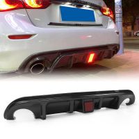 For Infiniti Q50 2014-2017 Rear Bumper Diffuser Lip Carbon Fiber Look Car Boot Splitter Body Kit Spoiler Plate Bracket With Lamp