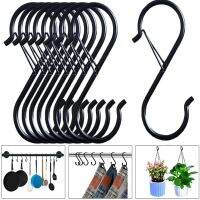 5 Pieces S Hooks Black Steel Hookswindproof Hook for Kitchen Bathroom Office Garden Outdoor Storage Home Organizer Tools