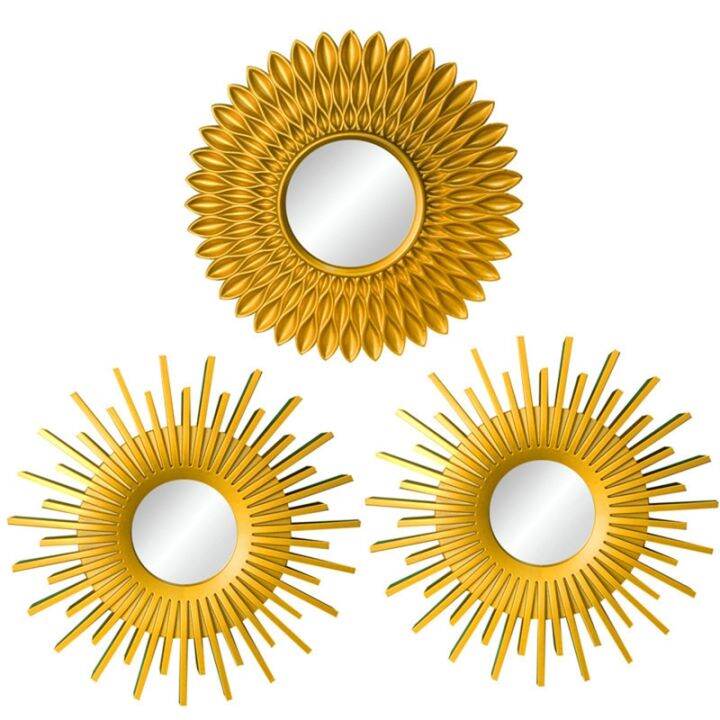 Gold Mirrors for Wall Decor Set of 3 Hanging Ornament Art Crafts