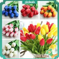 OKDEALS 5/10pcs ผ้าไหม DIY ตกแต่งงานแต่งงาน ดอกไม้สัมผัสจริง ดอกทิวลิป พียู มินิ บูเก้ ดอกไม้ประดิษฐ์