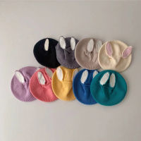 【cw】 New Childrens Knitted Beret Girls Autumn and Winter Cute Rabbit Ears Woolen Cap Korean Baby Beret ！