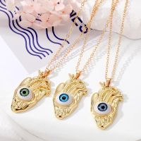 Gold Color Evil Eye Human Heart Organ Necklaces For Women Couple Lovers Friend Turkish Blue Eye Clavicle Chains Wedding Jewelry Headbands