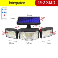 192 LED Solar Light Outdoors 3 Head Wide Angle Solar Lamps Illumination Motion Sensor IP65 Waterproof Wall Garden Lights