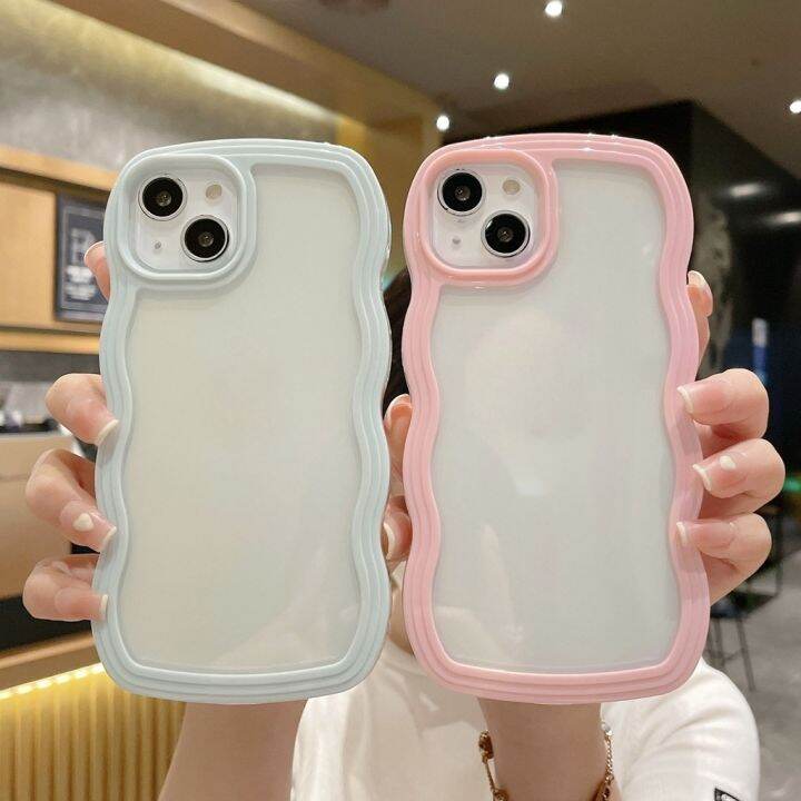 เคสโทรศัพท์มือถือ-ซิลิโคนนิ่ม-แบบใส-ขอบหยัก-หลากสี-เรียบง่าย-สีเหลือง-ม่วง-ฟ้า-สําหรับ-6s-7-8-xr-12-13-14-pro-max