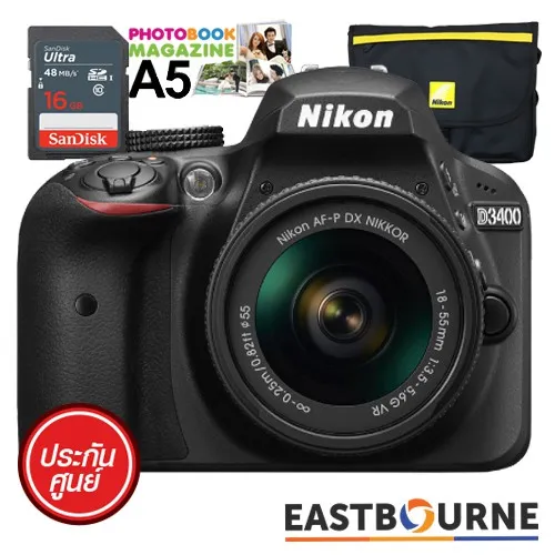 Nikon D3400 kit 1855mm + SD Card 16 GB + กระเป๋า Nikon + คูปองทำ