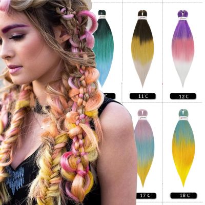 Easy Crochet Braids Ombre Hair Extensions Bundles Yaki Straight EZ Braiding Pre Stretched Synthetic Braid For African Women 1pcs