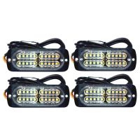 4PCS 12-24V 20-LED Warning Caution Hazard Construction Waterproof Strobe Light Bar with for Car Truck SUV