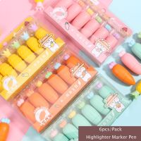 【LZ】♈  SKYSONIC-Marcador de Frutas Caneta Kawaii Cenoura e Abacaxi Gift Set Papelaria de Escritório Nova Chegada 6Pc Lote