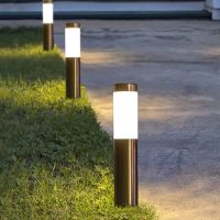 Outdoor Garden Solar Lawn Lamp Stainless Steel Pathway Pillar Light Courtyard Villa landscape Solar bollards light BackyardDecor