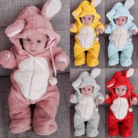 [COD] Boys and girls childrens spring autumn winter European Easter long-sleeved rabbit hooded jumpsuit with feet romper