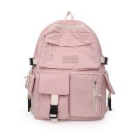 Large Capacity Backpack Simple Canvas Hit Color Student School Bookbag Rucksack