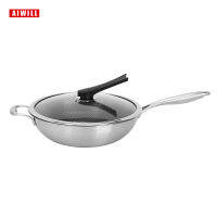 AIWILL 32เซนติเมตร34เซนติเมตร Nonstick กระทะ304เต็มสแตนเลสกระทะไม่มีควันเคลือบ-ฟรีของขวัญเครื่องครัว