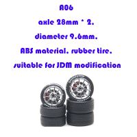 CM Model 1/64 ABS Wheels Rubber Tires  Replace Modified Parts Design Rims JDM Style for Model Car Vehicle 4pcs Set Die-Cast Vehicles