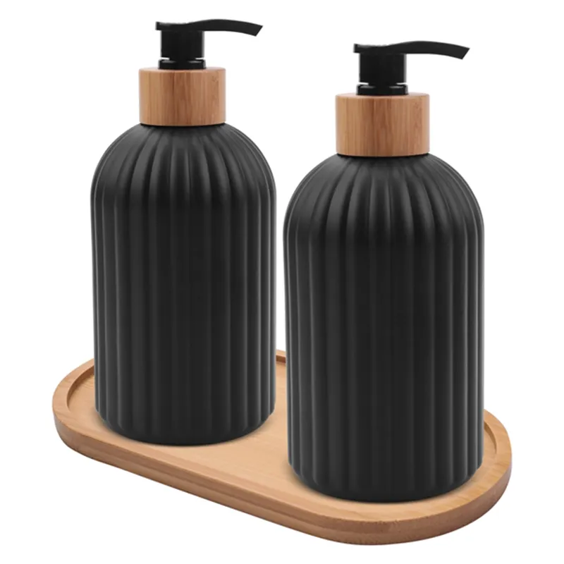 14oz Glass Soap Dispenser With Wooden Tray, 2 Pcs Hand And Dish Soap  Dispenser Set, Kitchen Bathroo