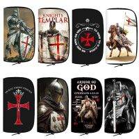 Knights Templar dompet pria Freemason dompet panjang kasual remaja tas uang koin kanvas pemegang kartu ID kredit