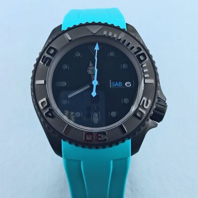 SKX 007 41Mm Black Matte Watch Case 316L Stainless Steel Sapphire Glass Convex Mirror Fit NH34 NH35 NH36 Movement Watch Parts