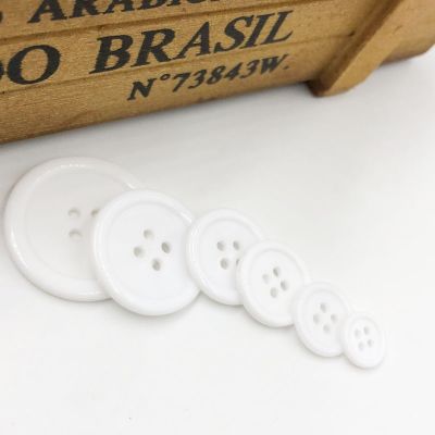 30PCS  White High RESIN Buttons Decorative 4 Holes Coat Kids Sewing Clothes Accessory Round Shirt button Garment Craft Sewing