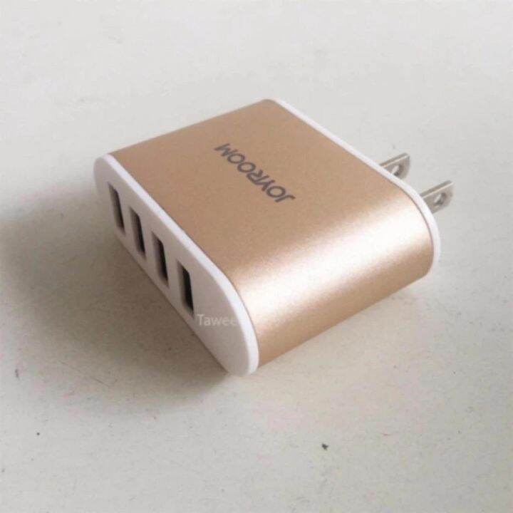 best-seller-joyroom-travel-charger-usb-4port-4-2a-outputอแดปเตอร์ชาร์ต-ยูเอส-บี4ช่อง-รุ่นl-m403-สีทอง-gold-ที่ชาร์จ-หูฟัง-เคส-airpodss-ลำโพง-wireless-bluetooth-คอมพิวเตอร์-โทรศัพท์-usb-ปลั๊ก-เมาท์-hdm