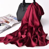 Pure Natural Silk Scarves Solid Women Silk Scarf Luxury Silk Satin Scarf Red 100% Silk Shawl Long Real Silk Scarf Neck Scarf