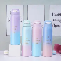 JVKISX ผู้ใหญ่เด็ก480มล. แก้วกาแฟสีสันไล่ระดับสีหุ้มด้วยฟางกระบอกน้ำแก้วเก็บความร้อนสำหรับเดินทางถ้วยน้ำร้อนกระติกน้ำสุญญากาศ