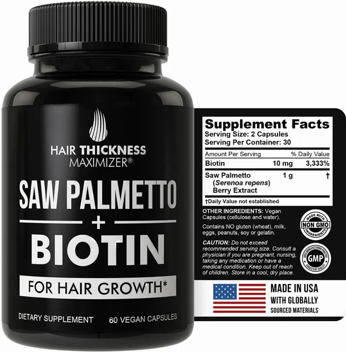 Hair Thickness Maximizer Saw Palmetto + Biotin Advanced 2-in-1 Combo for Hair Growth. Vegan Hair Thickness Maximizer Saw Palmetto + Biotin Advanced 2-in-1 Combo for Hair Growth. Vegan