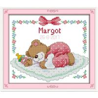 【CC】 Sleeping baby bear  cross stitch kit cartoon animal birth record boy girl 14st stitches embroidery handmade needlework