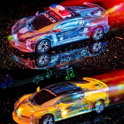 Model Universal Light Car With Music Transparent Diecasts Toys Electric Cars Simulation Inertia Vehicle Toys for children