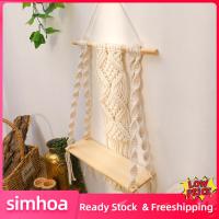 Simhoa Macrame ชั้นชั้นลอยชั้นแขวนผนังสำหรับภาพศิลปะติดผนังห้องนอน