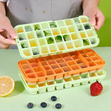 Food-grade Silicone Ice Cube Tray with Lid and Storage Bin for Freezer,  Easy-Release 36 Small Nugget Ice Tray with Spill-Resistant Cover&Bucket,  Flexible Ice Cube Molds with Ice Container, Scoop Cover 