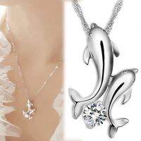 Delysia King Double Dolphin Rhinestone Pendant Necklace