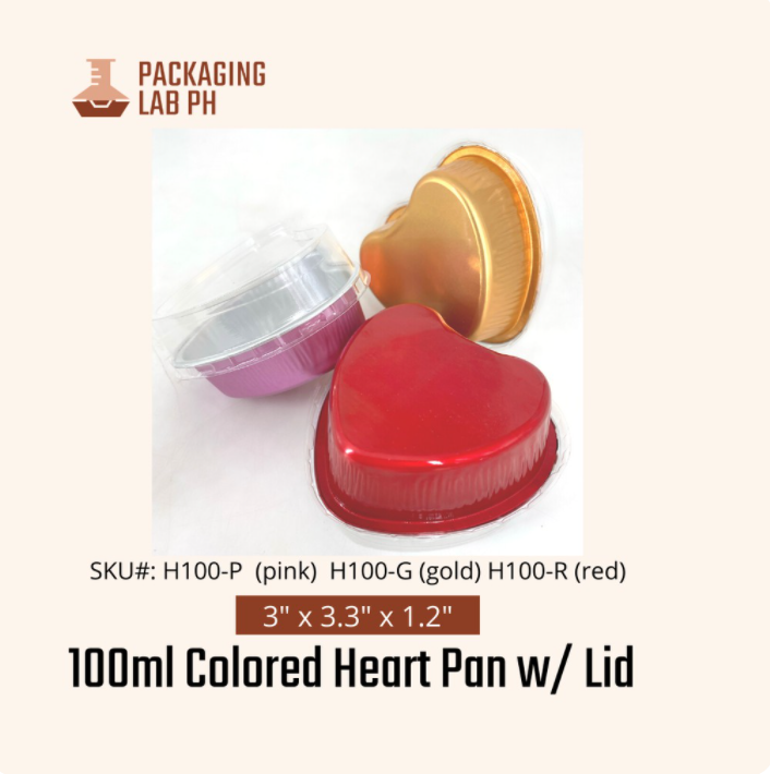 Aluminum Heart Baking Pans 100ml (Gold - Red)