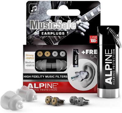 Alpine Hearing Protection Alpine MusicSafe High Fidelity Music Ear Plugs for Noise Reduction - 2 Interchangeable Filter Sets - Professional Musician Hearing Protection - Hypoallergenic Reusable Soft Transparent Earplugs Standard-transparent