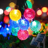 Christmas Solar LED Lights String Outdoor Solar Powered Lamps Chain Garland Patio Light for Garden Path Yard Country Road Decor