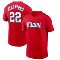 Miami Marlins Alcantara Anderson Jay Chisholm Training Fan T-shirt Short Sleeve Baseball Sports T-shirt Unisex Large