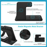 30W Fast Wireless Charger Stand สำหรับ 14 13 11 12 X 4 In 1สถานีชาร์จแบบพับได้สำหรับ Pro