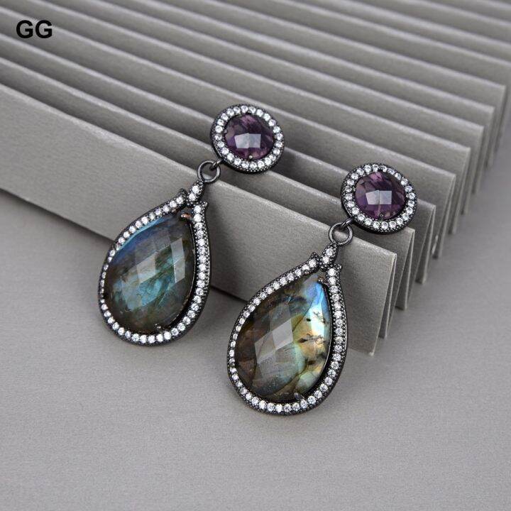 guaiguai-jewelry-natural-teardrop-flash-labradorite-purple-crystal-cz-pave-stud-drop-earrings