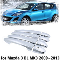 ฝาครอบป้องกันขอบฝาครอบมือจับประตูโครเมี่ยมสุดหรูสำหรับ Mazda 3 2nd Gen BL Mk3 Axela 2009 2010สติกเกอร์อุปกรณ์เสริมรถยนต์2011