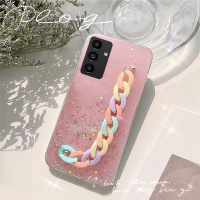 เคสนิ่มด้านหลังเคสมือถือโปร่งแสงกันกระแทกแวววาว5G M34 A05 A05S Galaxy S23 FE ปลอกสำหรับ Samsung ใหม่2023ฝาครอบป้องกันกำไลข้อมือหนัง (ชาย)