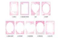 Skysonic การ์ดรูปสาว9แบบ,ดอกไม้ประดับหัวใจสไตล์เกาหลีขนาด5.5X8.5ซม. โปสการ์ดฟิล์มสีชมพูแบบใส