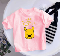 LittleQueenOfficial เด็กวัยหัดเดินการ์ตูน Pooh พิมพ์ O-Neck แขนสั้นเสื้อยืดเด็กผู้หญิงเสื้อผ้าฤดูร้อน Causal เสื้อยืดเด็กเสื้อ Tees 1BT0303