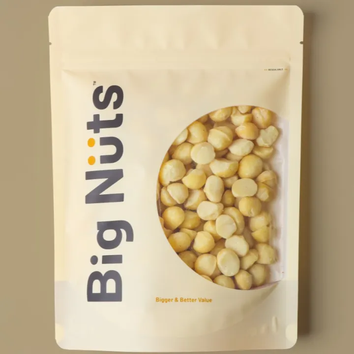 macadamia Big Nuts Lightly Roasted Macadamias (Unsalted) 500g Halal