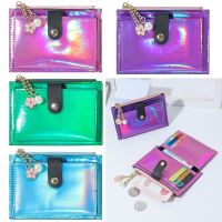 Dompet Pendek Fashion Wanita Dompet Kulit PU Warna-warni Laser Dompet Nol Tas Tempat Kartu Kredit