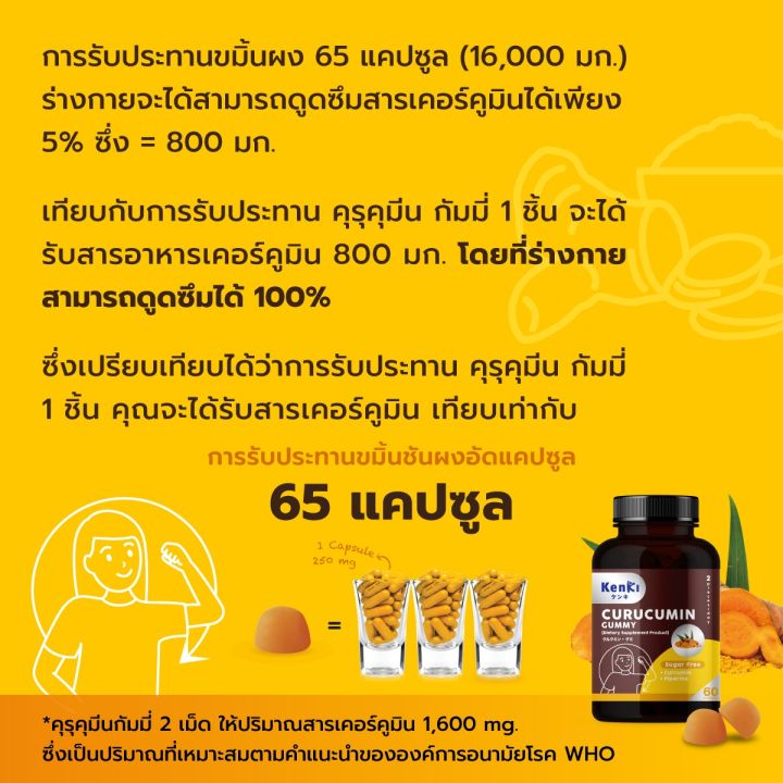 ล็อตใหม่-มีของแถม-โปร-3-กระปุก-เก็นคิ-คุรุคุมีน-กัมมี่-kenki-curucumin-gummy-วิตามินดูแลสุขภาพ-สร้างภูมิคุ้มกันของร่างกาย-1-กระปุก-60-เม็ด