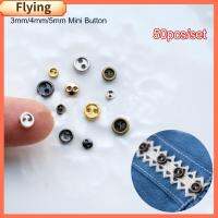 FLYING 50pcs 3/4/5/6mm น่ารัก เครื่องประดับ ตุ๊กตาจิ๋ว เสื้อผ้าตุ๊กตา DIY ปุ่มโลหะขนาดเล็ก บลายธ์ เย็บเสื้อผ้า Pullip