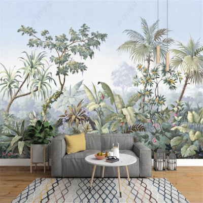 Custom Photo Retro Tropical Rainforest กล้วยวอลล์เปเปอร์ห้องรับประทานอาหารมะพร้าวต้นไม้ห้องนั่งเล่นภาพศิลปะติดผนังห้องนอนจิตรกรรมประดับบ้าน